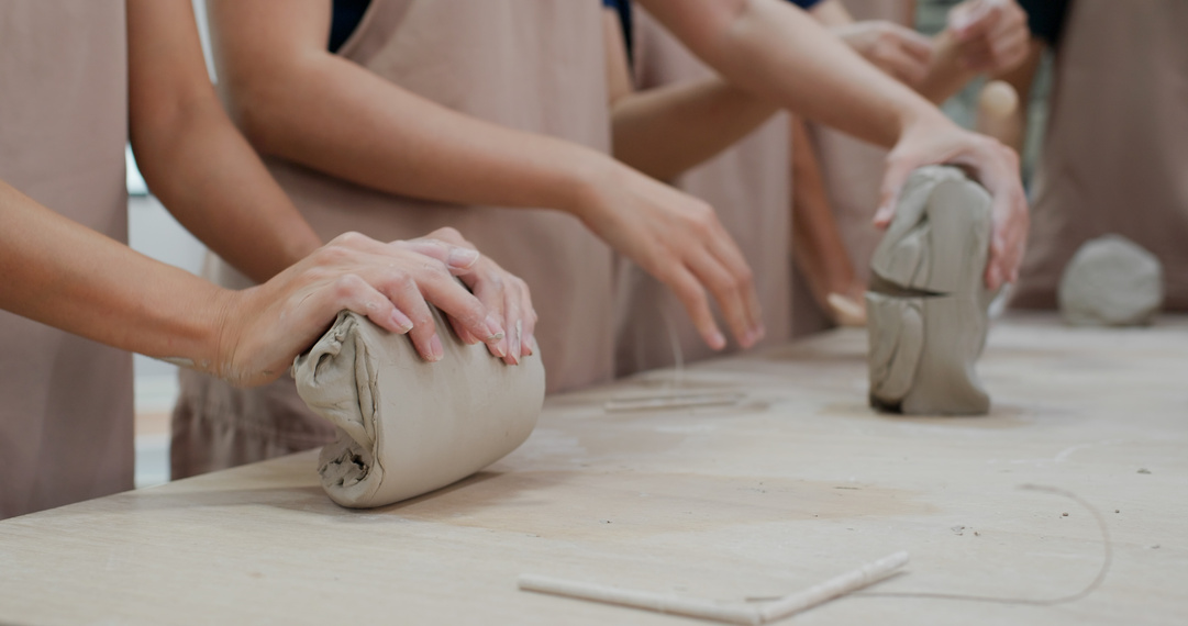 Kneading Clay for Pottery 